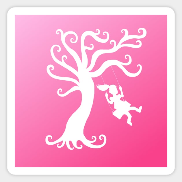 Pink Ombre Tree Swing Silhouette Sticker by Art by Deborah Camp